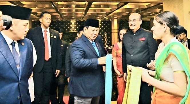 
Presiden Republik Indonesia Prabowo Subianto, di New Delhi, India, pada Kamis malam, 23 Januari 2025.