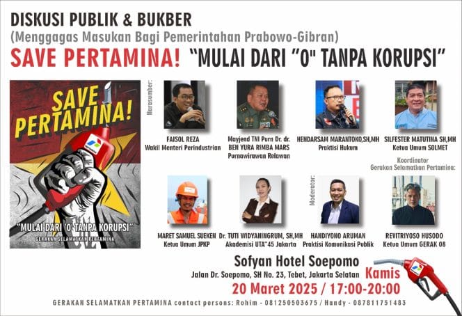 
Keterangan Foto : Diskusi Publik Selamatkan Pertamina Mulai dari 0.