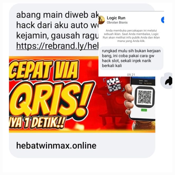 Akun Facebook yang menyebarkan dan mengajak bermain judi onlene(judol).